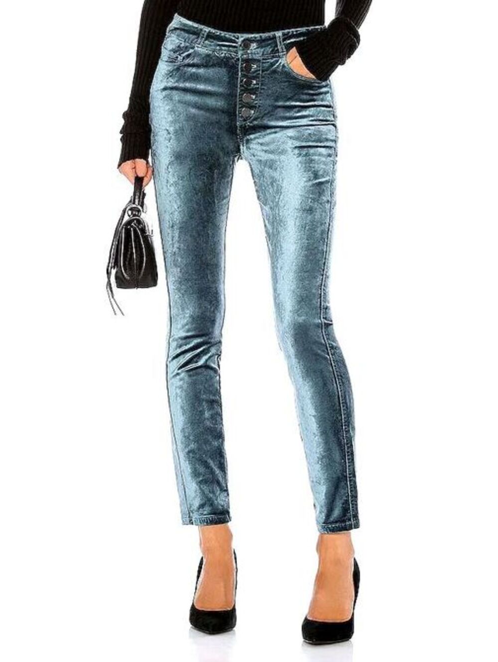 PAIGE Women's size 26 Hoxton Ankle Peg Blue Atlantic Velvet High Waist Pants